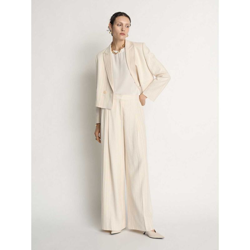 Veronika Maine Embroidered Stripe Wide Leg Pant image number 3